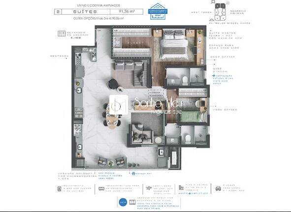 Apartamento à venda com 3 quartos, 91m² - Foto 2