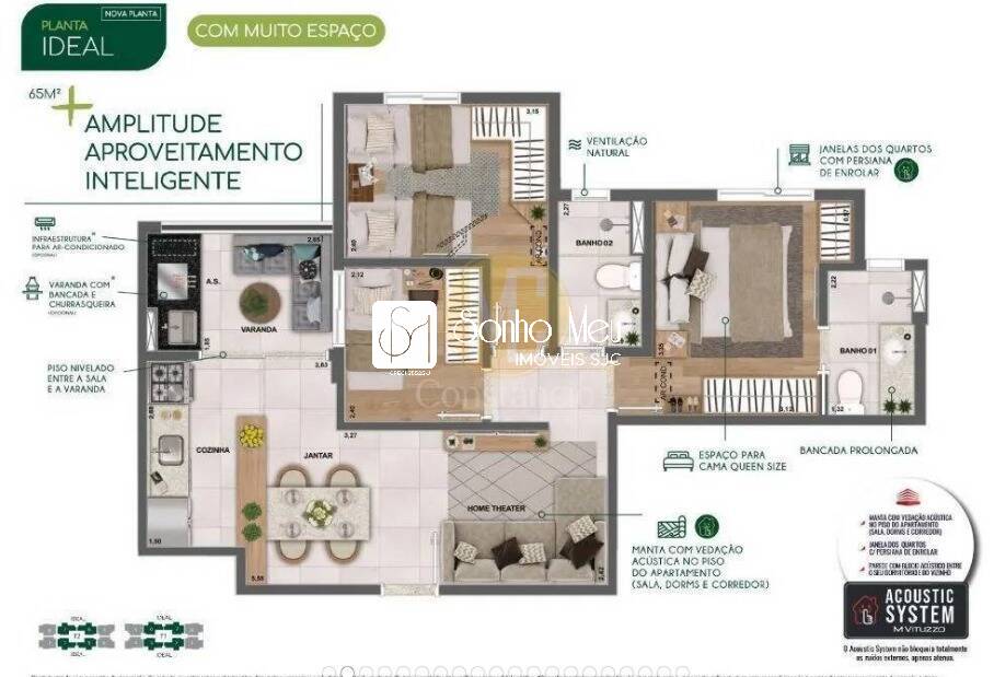 Apartamento à venda com 3 quartos, 65m² - Foto 2
