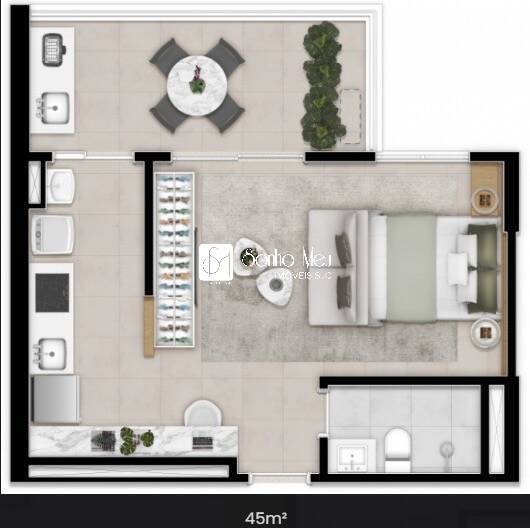 Apartamento, 1 quarto, 45 m² - Foto 9