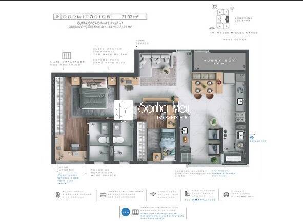 Apartamento à venda com 2 quartos, 71m² - Foto 2